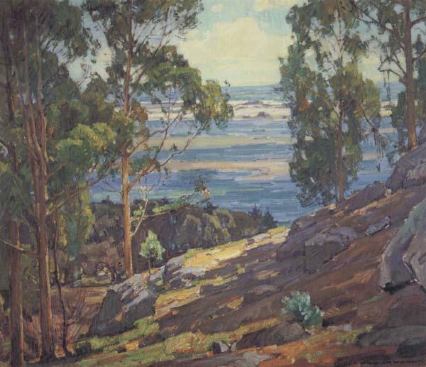 William Wendt Eucalyptus Trees and Bay